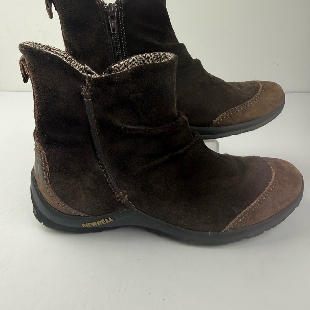 Merrell Womens 8 Brown Suede Freisa Slouch Ankle Boots Booties
